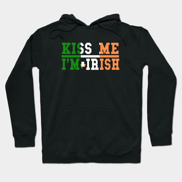 Kiss Me, I'm Irish with Ireland Flag and Shamrock Hoodie by tnts